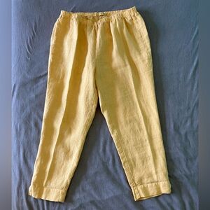 cut loose Women’s Linen Blend Chinos in Pale Yellow